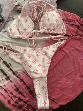 Hello Kitty Pink and White Triangle String Bikini